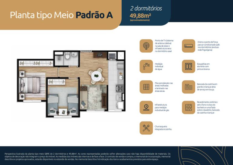 CACHOEIRINHA – APARTAMENTO NA PLANTA COM 2 DORMITÓRIOS