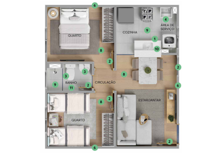 APARTAMENTO NA PLANTA EM NOVO HAMBURGO – BAIRRO CANUDOS – 2 DORMITÓRIOS