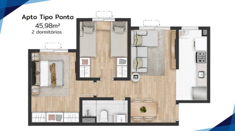 APARTAMENTO NA PLANTA EM SÃO LEOPOLDO – 2 DORMITÓRIOS